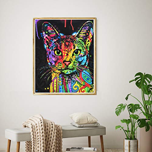 NATUCE Gato Pintar por Numeros para Adultos Niños Pintura por Números con Pinceles y Pinturas Decoraciones, DIY Conjunto Completo de Pinturas para el Hogar Colorido Gato (16*20 Pulgadas, Sin Marco)