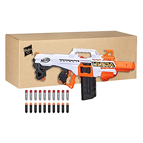 NERF Ultra Select - Blaster completamente motorizado, fuego para distancia o precisión, incluye clips y dardos, solo compatible con Ultra Darts