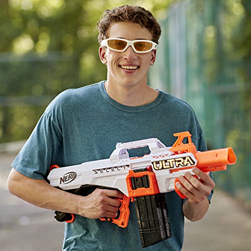 NERF Ultra Select - Blaster completamente motorizado, fuego para distancia o precisión, incluye clips y dardos, solo compatible con Ultra Darts