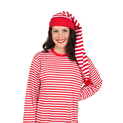 NET TOYS Gorro para Dormir a Rayas para Hombre  y Mujer | Rojo-Blanco | Increíble Capucha Unisex dormilón  | Mejor opción para Fiestas de promoción y carnavales