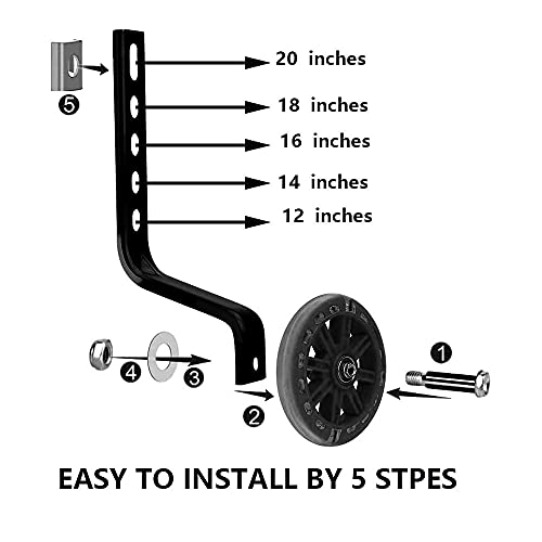 NETT Ruedas de Entrenamiento para Bicicleta,Ruedas de Entrenamiento de Bicicleta,Ruedas de Apoyo Bicicletas Lnfantil,Ruedas de Entrenamiento de Bicicleta,Ruedas Estabilizadoras (Negro)