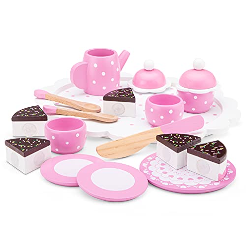 New Classic Toys Toys-10620 10620 rol (Cocina y Comida, Estuche de Juego, 2 año(s), Niño, Chica, Rosa, Blanco), Color Madera