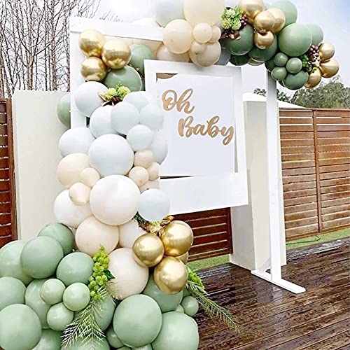 NIAN 152 globos de metal macaron de plata verde guirnalda arco boda cumpleaños globos decoración fiesta globos para niños baby shower