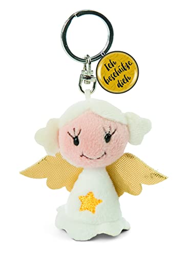 NICI Estrella de 7 cm con Colgante Ich schütz – Amuleto de la Suerte, Llavero y Cadena – Ángel de la Guarda, Color Blanco y Dorado (47528)