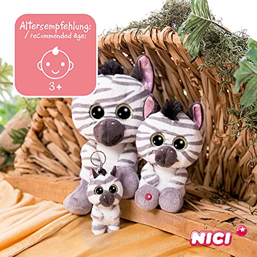 NICI Original – Glubschis Cebra de Peluche Mankalita 9 cm – Tiernos Animales del Zoo – Lindo Colgante para Cordones y llaveros – Mini Juguete niños, Color Blanco/Gris, (46943)