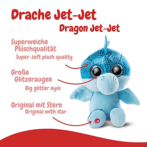 NICI Original-Glubschis Tierno Dragón Jet 15 cm-Juguetes Suaves esponjosos con Ojos Grandes Brillantes-Animal Relleno para abrazar y Jugar, Azul, Color (46932)