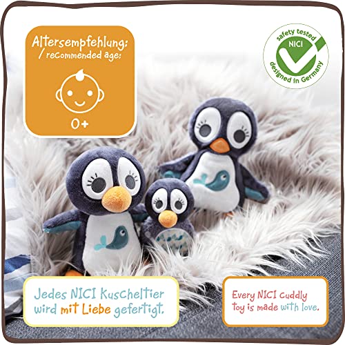 NICI Pingüino Watschili 38x38cm a Partir de 0 Meses – Edredón dirigido a bebés e Infantes – Juguete de Peluche – Edredones para niñas y niños, Azul