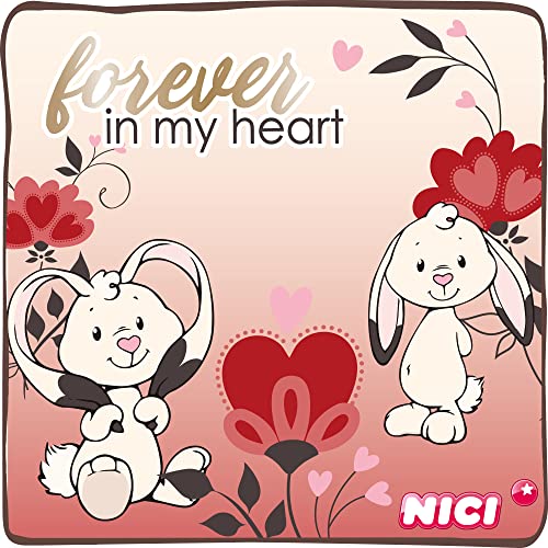 NICI Suave Juguete con diseño de corazón en Las Plantas de los pies 35cm – Conejito, niños y bebés – Peluches para abrazar, Jugar y Regalar – Animales de Relleno, Blanco/Rojo, Color, 35 cm (47477)