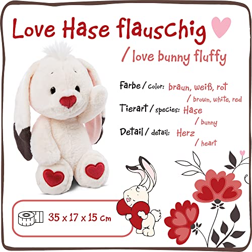 NICI Suave Juguete con diseño de corazón en Las Plantas de los pies 35cm – Conejito, niños y bebés – Peluches para abrazar, Jugar y Regalar – Animales de Relleno, Blanco/Rojo, Color, 35 cm (47477)