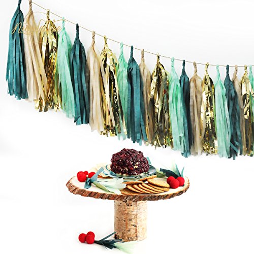 NICROLANDE 20 Unids Partido Guirnaldas Verde Oro Menta Borla Guirnalda para La Decoración de la Boda Ducha de Bebé Ducha Nupcial Silla Alta Banner Neutral Decoraciones de Cumpleaños