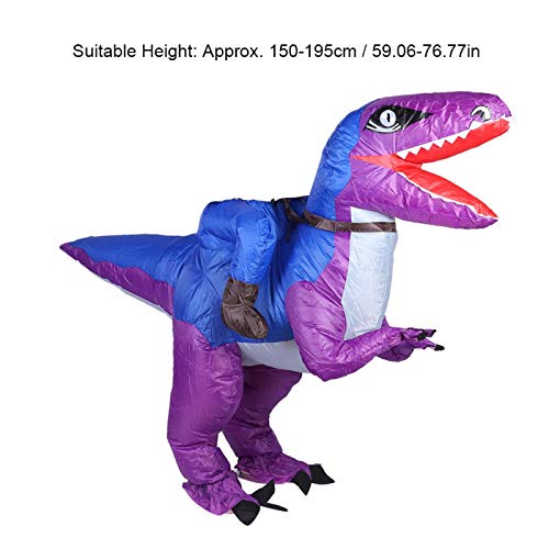 Niiyen Velociraptor de Montar, Disfraz Inflable, Disfraz de Halloween, Mascota de rol, Fiesta navideña, tiranosaurio Rex, Disfraz de Halloween para Adultos y niños(Púrpura)