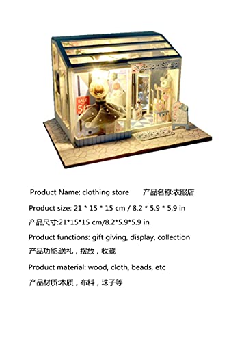 NIKALONG DIY European Doll House Creative Home Set Small Wooden Model Home Set, Doll House, 3D Puzzle, Holiday Best Gift, For Boys and Girls (Clothing Shop)