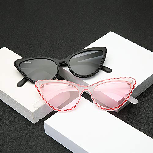 Nikgic Gafas de Sol polarizadas Ojo de Gato con Gafas de Sol de Personalidad Polvo de Marco Transparente