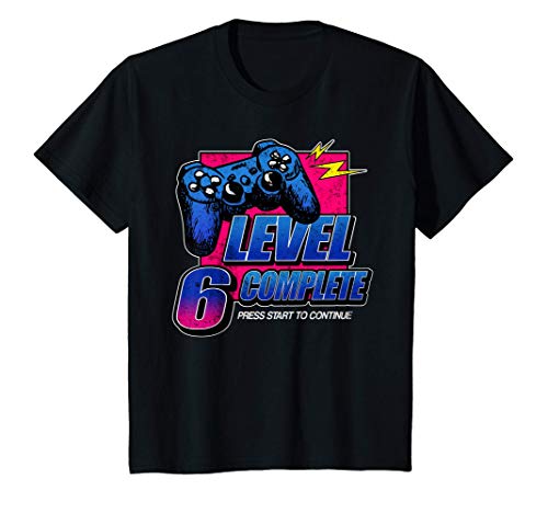 Niños Regalo de un videojuego completo de nivel 6 de cumpleaños Camiseta