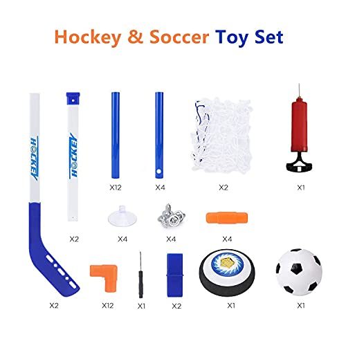 NIWWIN Hover Conjunto de Juguetes de balón de fútbol, simimulando Juguetes de fútbol 7 Piezas, Juego de fútbol eléctrico Interior.Football Regalos para niños y niñas 3 4 5 6 7 8-12 años de Edad