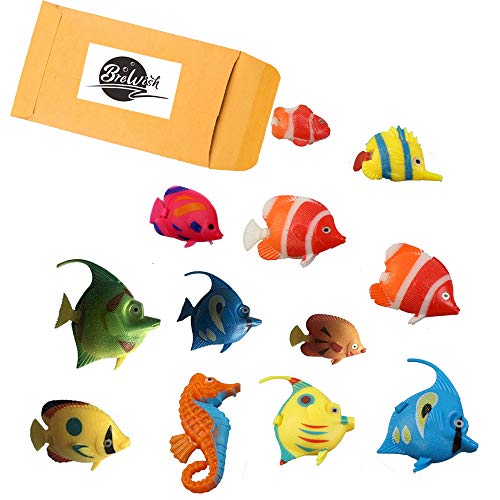 N/M Brewish 12 piezas/set de peces de plástico realista acuario artificial que se mueven flotantes decoraciones para tubo de burbuja de la lámpara del tanque de peces (patrón de color al azar)