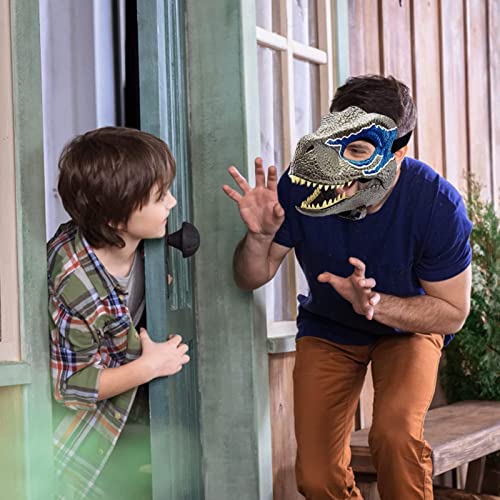 NNGT Dino Mask Moving Jaw Lifelike Dino Mask, Jurassic World Dino Cosplay Props Easy To Wear with Secure Strap (Green)