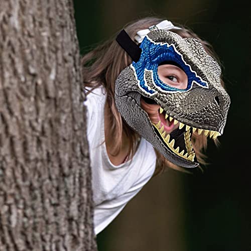 NNGT Dino Mask Moving Jaw Lifelike Dino Mask, Jurassic World Dino Cosplay Props Easy To Wear with Secure Strap (Green)