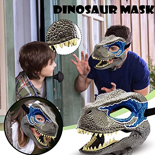 NNGT Dino Mask Moving Jaw Lifelike Dino Mask, Jurassic World Dino Cosplay Props Easy To Wear with Secure Strap (Green)