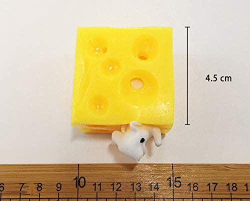 NOA 3 juguetes de goma simulada de queso con 2 mini ratones, alivio sensorial, estrés y ansiedad, juguete para niños y adultos, regalo para fiestas, premios, decoración de escritorio