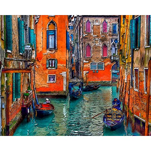 Noche de Venecia paisaje de la ciudad DIY pintura digital por números pintura acrílica por números cuadro de arte de pared para regalo A2 45x60cm