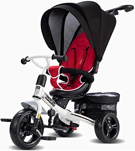 NUBAO Triciclo Triciclo Triciclo Triciclo de bebé, 4 en-1 Steer Stroller Aprender Bicicleta Desmontable barandilla Ajustable con Dosel de Seguridad arnés Plegable Pedal 10 Meses-6 años (Color: a)