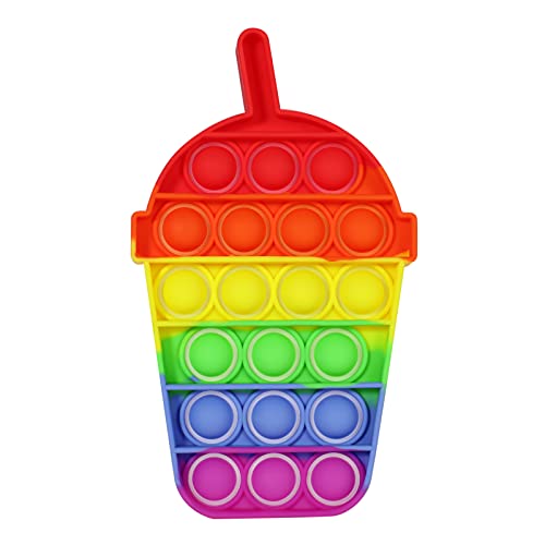 Nuevo Rainbow Candy Color Push Pop Sensorial Fidget Popper Squeeze Toy para necesidades especiales Anti Autismo TDAH Ansiedad (Arco iris de batido)