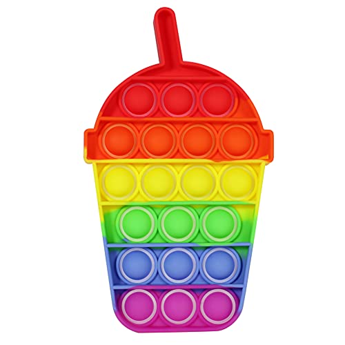 Nuevo Rainbow Candy Color Push Pop Sensorial Fidget Popper Squeeze Toy para necesidades especiales Anti Autismo TDAH Ansiedad (Arco iris de batido)