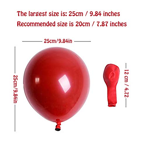 Nuluxi Globo Redondo Rojo de Látex Natural Globos de Helio de Látex Rojo Set Globos Gigantes Grandes de Latex Redondos Adecuado para Boda Halloween Navideñas y Cumpleaños-Granada Roja(100 Piezas)