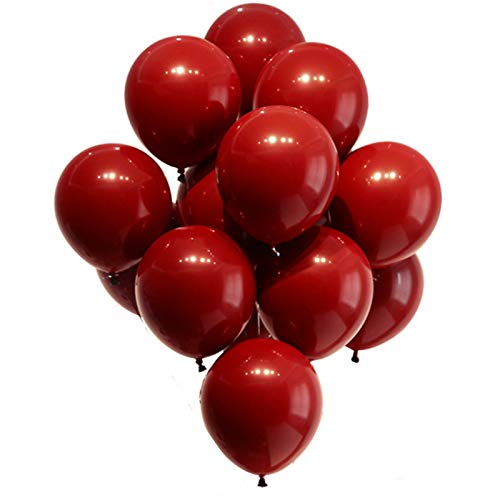 Nuluxi Globo Redondo Rojo de Látex Natural Globos de Helio de Látex Rojo Set Globos Gigantes Grandes de Latex Redondos Adecuado para Boda Halloween Navideñas y Cumpleaños-Granada Roja(100 Piezas)