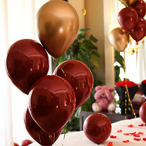 Nuluxi Globo Redondo Rojo de Látex Natural Globos de Helio de Látex Rojo Set Globos Gigantes Grandes de Latex Redondos Adecuado para Boda Halloween Navideñas y Cumpleaños-Granada Roja(100 Piezas)