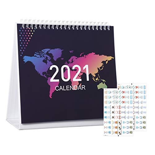 NUOBESTY 2021 Calendario de Escritorio 12 Meses 2021 Calendario de Año Completo Calendario Planificador Organizador Calendarios de Mesa Bonificación de Notas de Escritorio 2 Hojas de