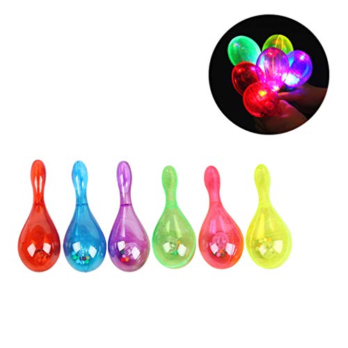 NUOBESTY 6 Piezas de Luz Maracas Transparente Brillante Fabricante de Ruido Shaker Juguetes Vítores Sonajero Juguete Musical para Fiesta de Cumpleaños (Color Aleatorio)