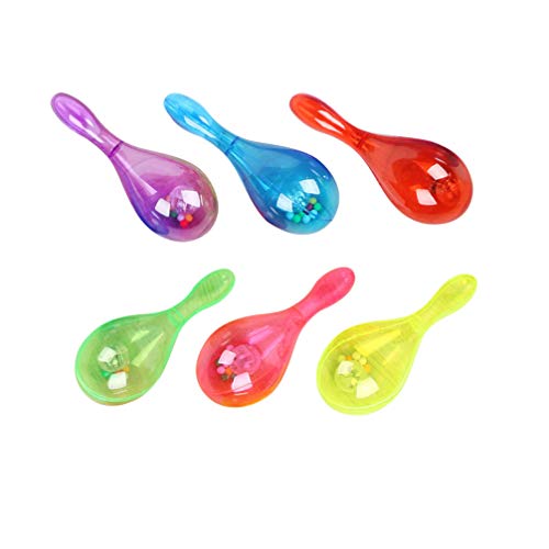 NUOBESTY 6 Piezas de Luz Maracas Transparente Brillante Fabricante de Ruido Shaker Juguetes Vítores Sonajero Juguete Musical para Fiesta de Cumpleaños (Color Aleatorio)