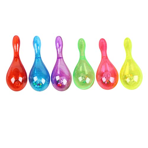 NUOBESTY 6 Piezas de Luz Maracas Transparente Brillante Fabricante de Ruido Shaker Juguetes Vítores Sonajero Juguete Musical para Fiesta de Cumpleaños (Color Aleatorio)