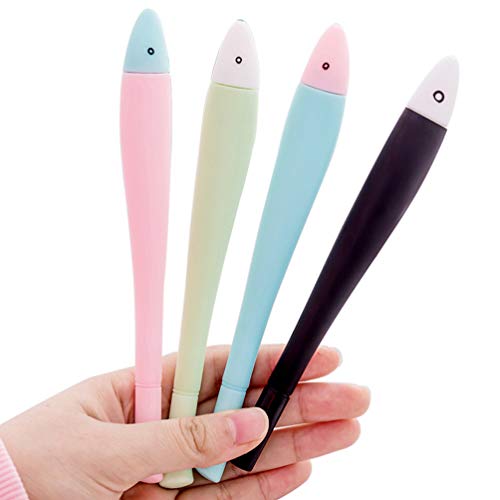 NUOBESTY Plumas de Tinta de Gel 10Pcs Pluma de Escritura de Diseño de Pescado Encantador Útiles Escolares de Oficina para Niños Niñas Niños (Color Mezclado)