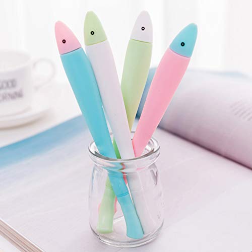 NUOBESTY Plumas de Tinta de Gel 10Pcs Pluma de Escritura de Diseño de Pescado Encantador Útiles Escolares de Oficina para Niños Niñas Niños (Color Mezclado)