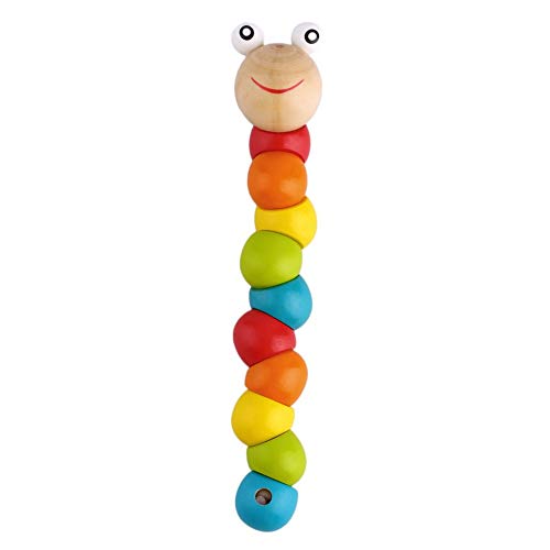 N/V de madera Twisty Wiggly gusano multicolor sensorial niños niños niñas colorido gusano de madera sensorial juguete de bolas