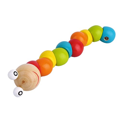 N/V de madera Twisty Wiggly gusano multicolor sensorial niños niños niñas colorido gusano de madera sensorial juguete de bolas