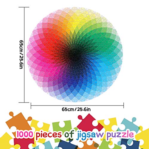 O-Kinee Redondo Puzzle, 1000 Piezas Rompecabezas Redondo, Puzzle Adultos, Puzzle Creativo, Rompecabezas para Niños, Rompecabezas Circular Juguete Intelectual Desafío Intelectual Juegos (Arco Iris)