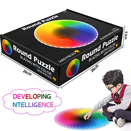 O-Kinee Redondo Puzzle, 1000 Piezas Rompecabezas Redondo, Puzzle Adultos, Puzzle Creativo, Rompecabezas para Niños, Rompecabezas Circular Juguete Intelectual Desafío Intelectual Juegos (Arco Iris)