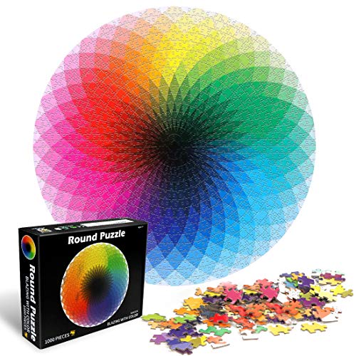 O-Kinee Redondo Puzzle, 1000 Piezas Rompecabezas Redondo, Puzzle Adultos, Puzzle Creativo, Rompecabezas para Niños, Rompecabezas Circular Juguete Intelectual Desafío Intelectual Juegos (Arco Iris)