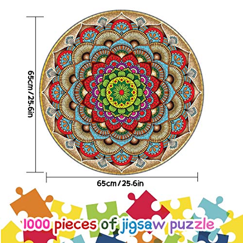 O-Kinee Redondo Puzzle, 1000 Piezas Rompecabezas Redondo, Puzzle Adultos, Puzzle Creativo, Rompecabezas para Niños, Rompecabezas Circular Juguete Intelectual Desafío Intelectual Juegos (Flor)