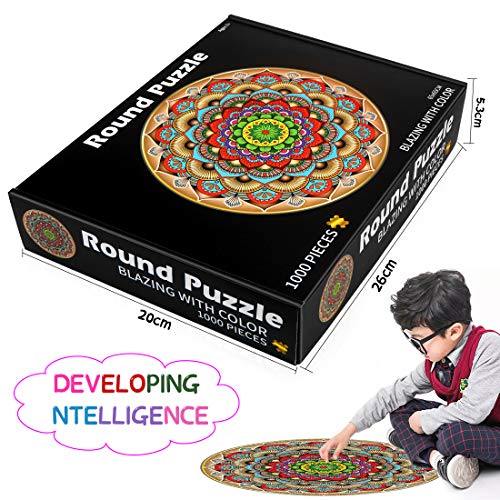 O-Kinee Redondo Puzzle, 1000 Piezas Rompecabezas Redondo, Puzzle Adultos, Puzzle Creativo, Rompecabezas para Niños, Rompecabezas Circular Juguete Intelectual Desafío Intelectual Juegos (Flor)