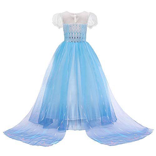 O.AMBW Disfraces con Accesorios Vestido de Princesa con Capa Larga Manga Puff Disfraz de Frozen Azul Cosplay de Princesa Violeta Fiesta Carnaval Halloween Regalo Cumple Niñas 2-12 años