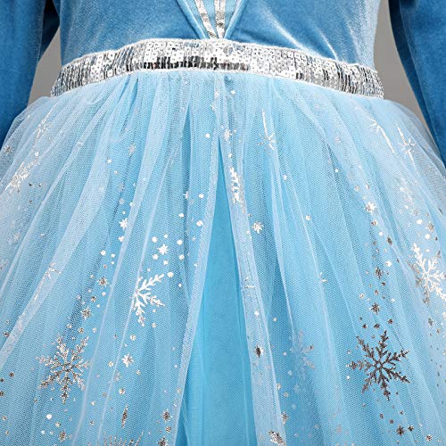 OBEEII Disfraz de Princesa Elsa Niñas Reino de Hielo Vestido de Carnaval Fiesta Halloween Cosplay Navidad Costume #Elsa03 4-5 Años