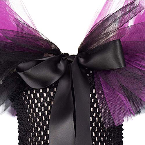 OBEEII Disfraz maléfico para niña de Halloween Carnaval Tutu vestido de diadema + alas Sleeping Beauty Halloween Navidad disfraz infantil, #Violett01, 9-12 Años