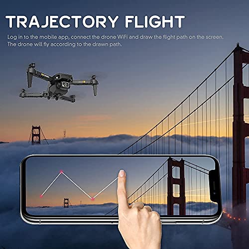 OBEST Mini Drone Plegable con Cámara 4K HD, Dual Cámara Posicionamiento de Flujo óptico Altitude Hold Vuelo de Trayectoria Una Tecla de Regreso/Despegue 3D Flip 2 Baterías Modo sin Cabeza, Negro