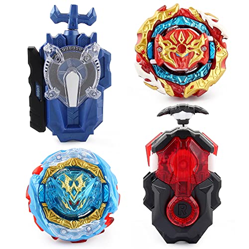 OBEST Peonzas de Batalla con Lanzador, 2 Pcs Metal de Combate Estallido Turbo Gyro Spinners y 2 Launcher Conjunto, Regalos Juguetes para Niños