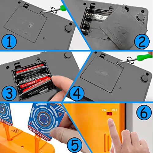 Objetivo de Tiro para Nerf, Diana Electrónico Digital con 1 Pistola de Flechas, 40 Dardos de Espuma, Rebote Automático & Puntuación & Sonido, Juego de Disparos Juguetes Chicos, Regalo Niño 6-12 Años